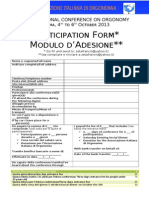 Conferenza Internazionale Di Orgonomia - Modulo Dadesione