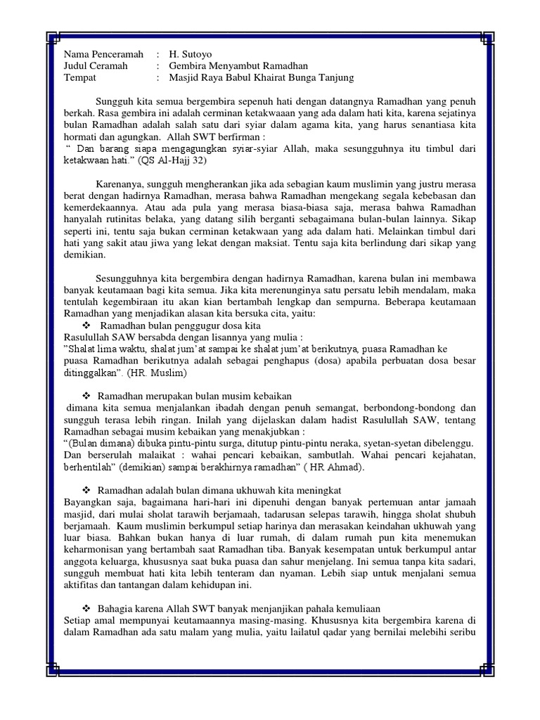 Ceramah Ramadhan Pdf