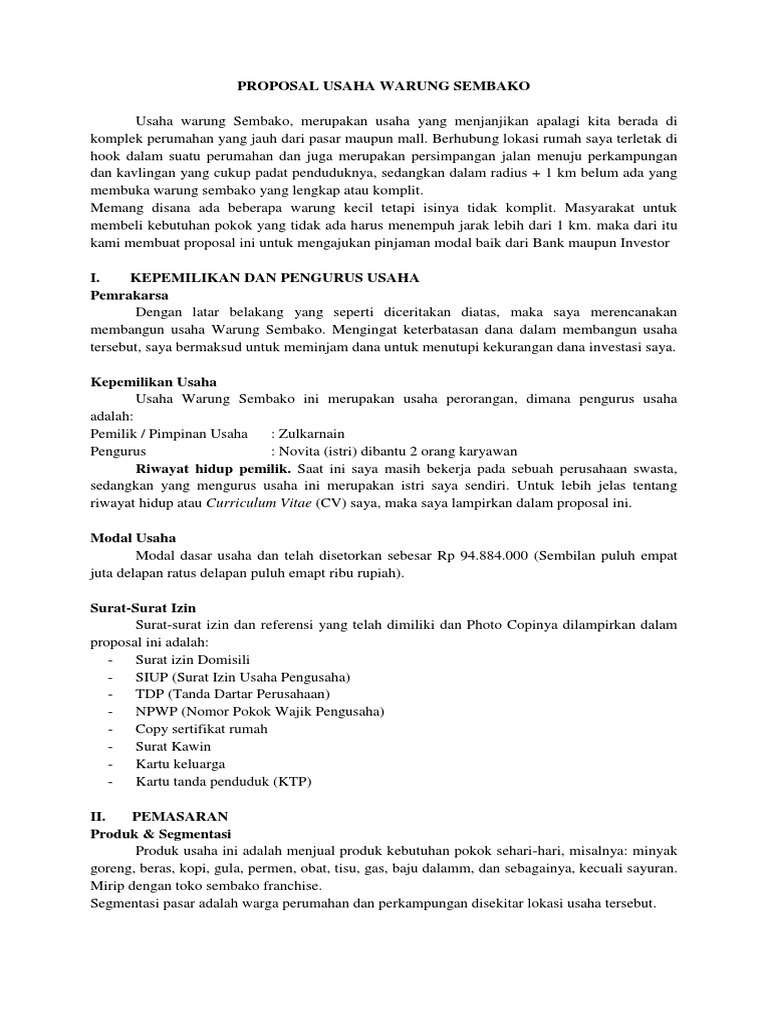 Contoh Proposal Bantuan Usaha Contoh Proposal Bantuan Dana Usaha  Riset