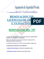 Renovación de TIP, Licencia de armas y v.s inactivos.