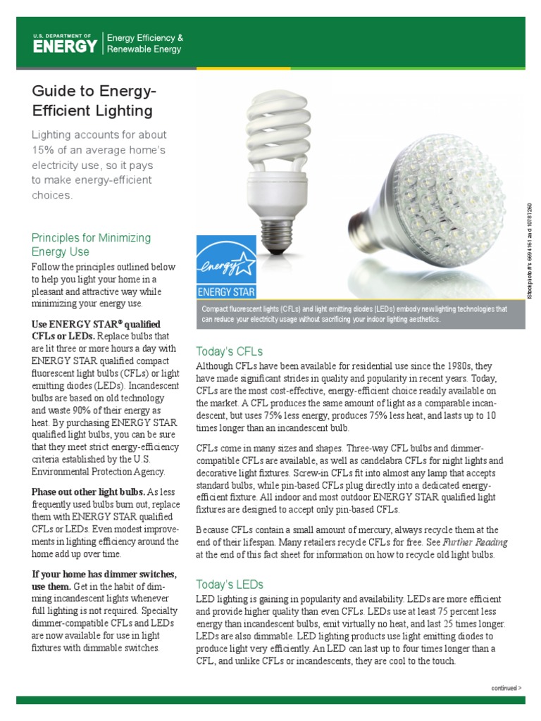Guide To Energy Efficient Lighting | PDF