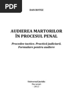 Audierea Martorilor in Procesul Penal