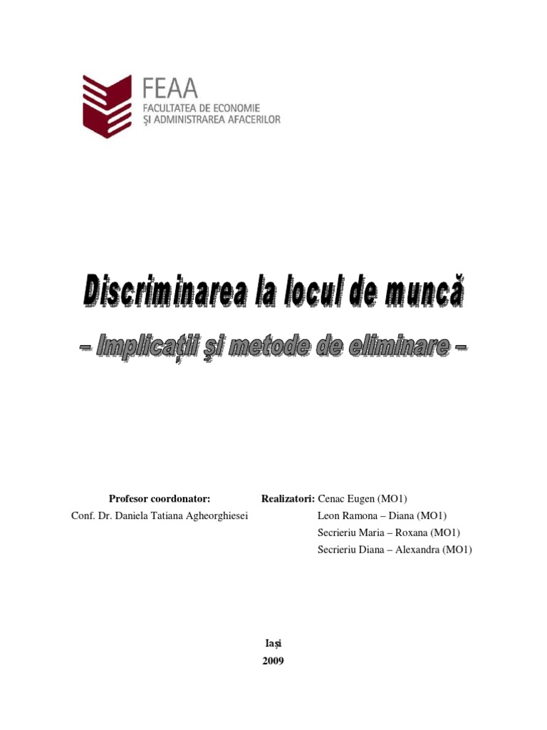 Discriminarea La Locul de Munca  Proiect