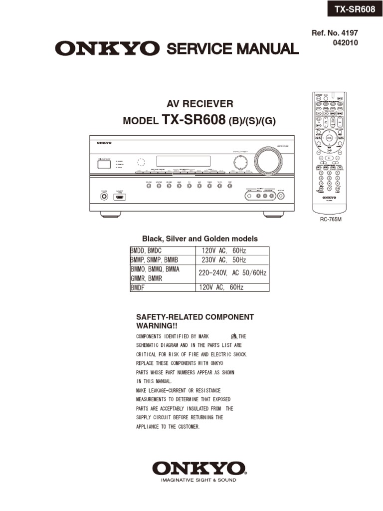 Onkyo TX-SR608 Service Manual