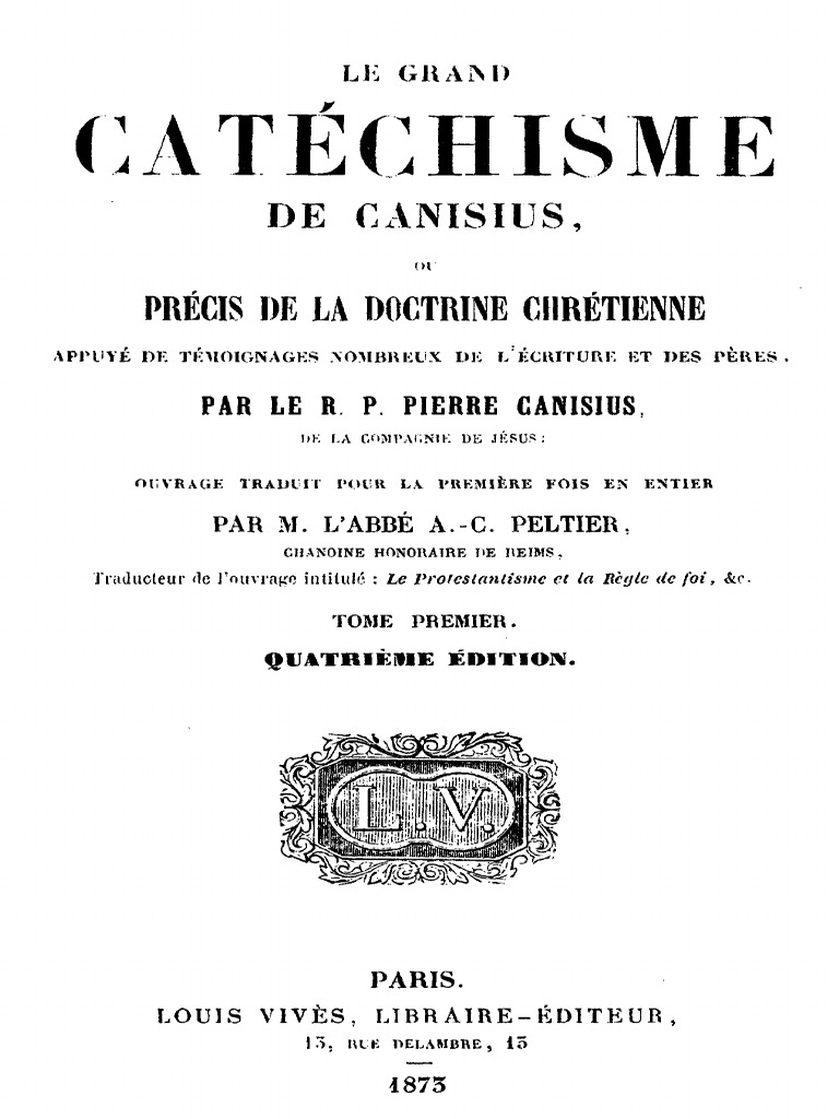 Page De Garde Catechisme Pierre Canisius Grand Catechisme Tome 1 | PDF | Dieu | Église catholique