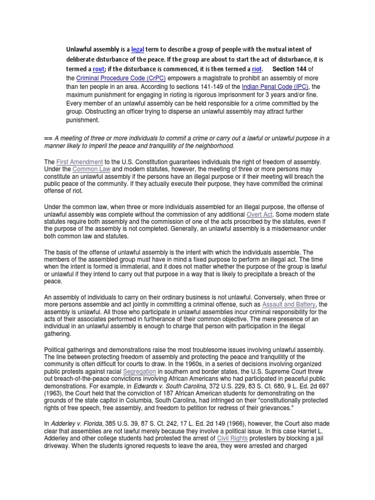 Unlawful Assembly Applied Ethics Human Rights