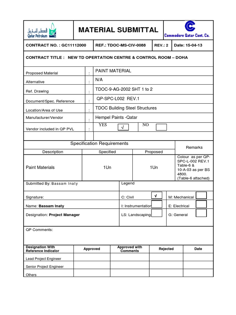 Material Submittal