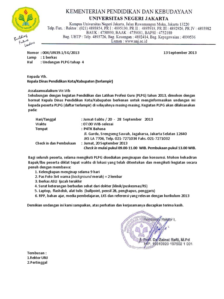 Daftar Peserta Dan Undangan Plpg Tahap File PDF