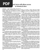 Assad to Allow Access to Syrian Chemical Sites