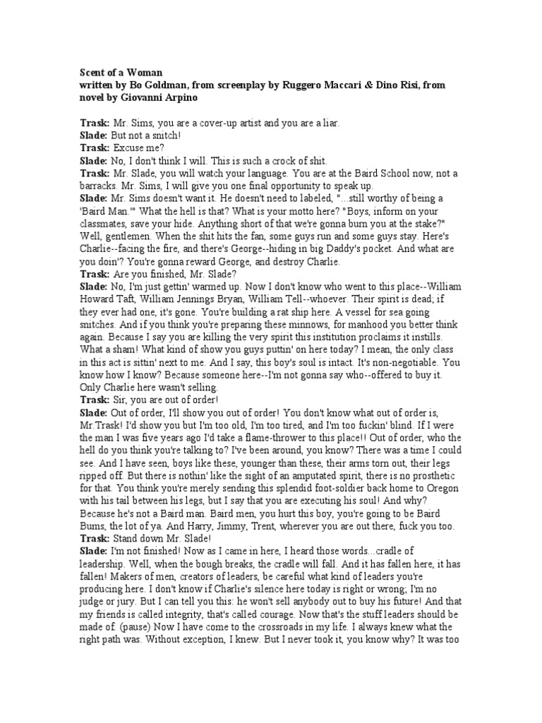 Scent of A Woman Monologue | PDF