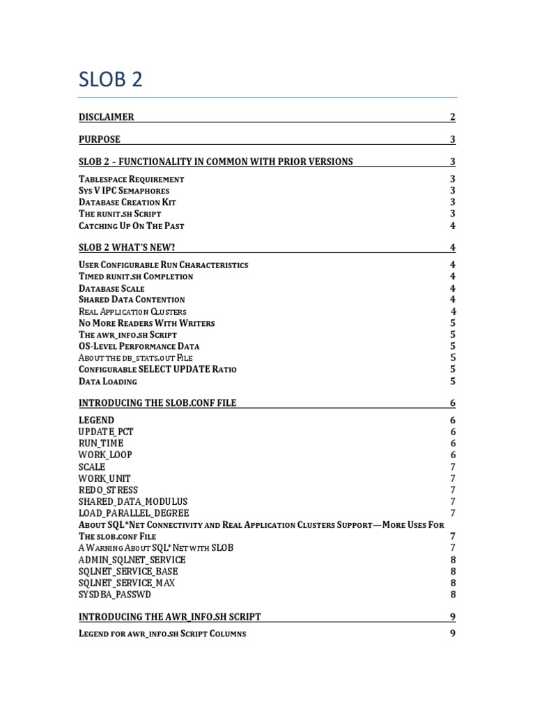 SLOB 2: Features and Setup Guide | PDF | Parallel Computing | Oracle ...
