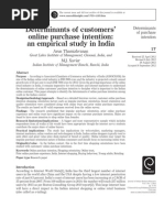 Download Determinants of customers online purchase intention an empirical study in Indiady in India by Ayukie Farizqi SN174452398 doc pdf
