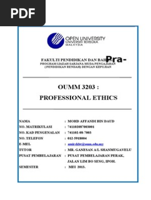 Pra Majlis Oumm 3203 Professional Ethics Pdf