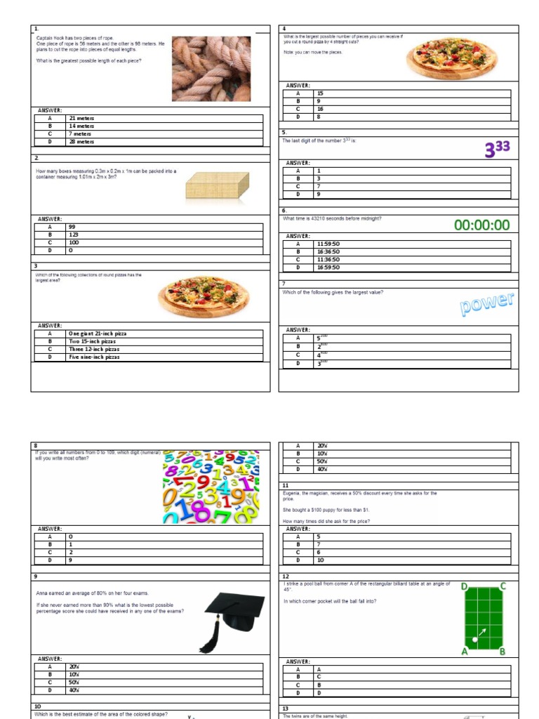 Kuiz Soalan Olympiad Matematik.  Elementary Mathematics 