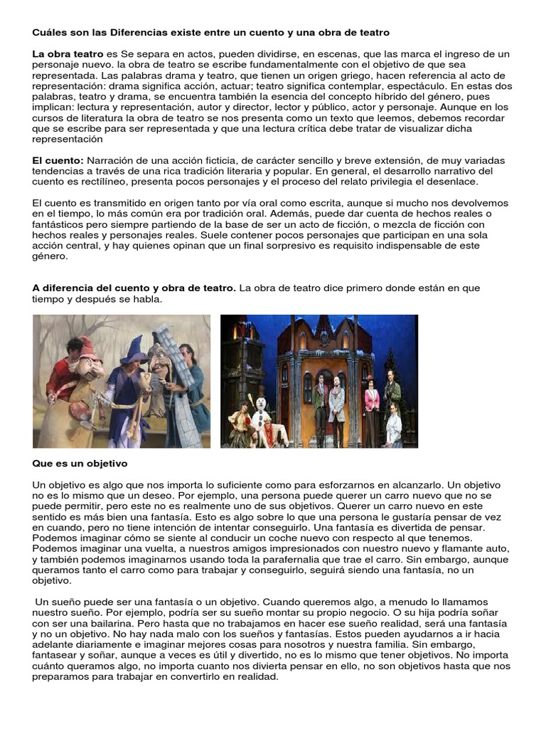 Diferencias de Un Cuento y Obra de Teatro