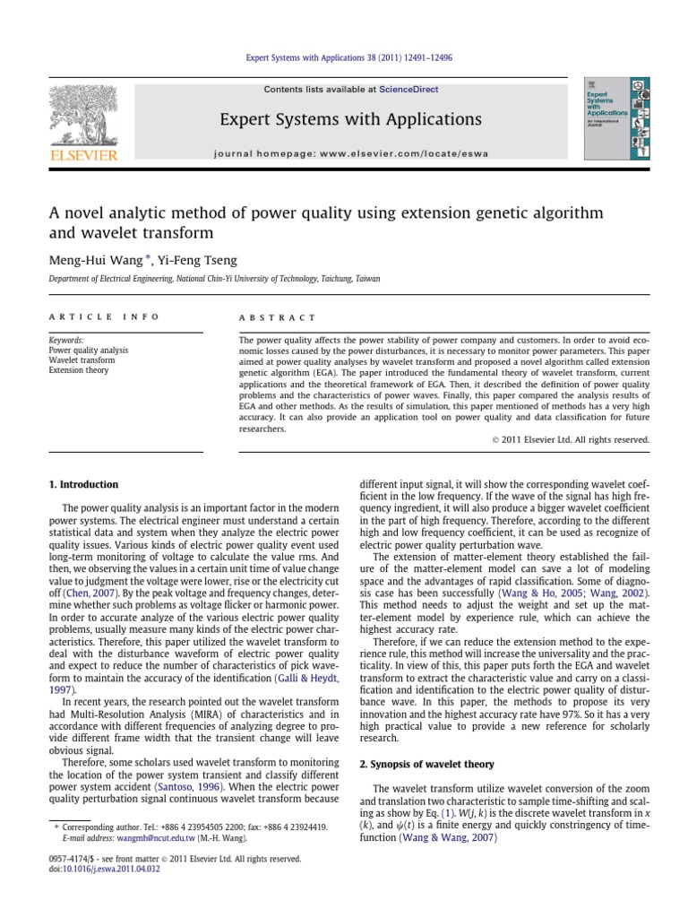 Power Quality Analysis with EGA and Wavelet | PDF