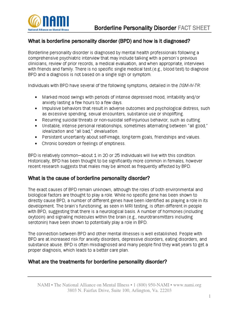 BPD Factsheet | PDF