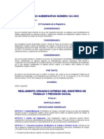 Acuerdo Gubernativo 242-2003 Reglamento Organico Interno Del Ministerio de Trabajo y Previsión Social