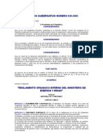 Acuerdo Gubernativo 620-2003 to Organico Interno Del Ministerio de Energia y Minas