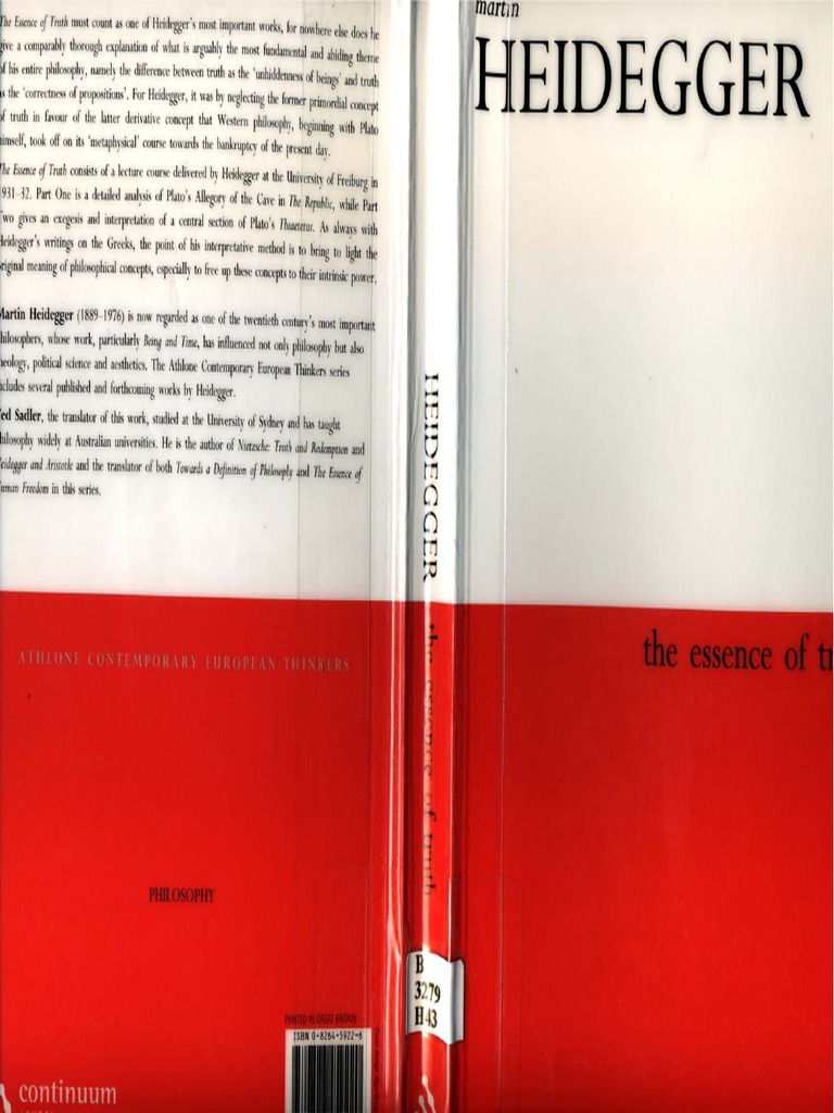 Martin Heidegger The Essence of Truth On Plato S Cave Allegory and Theaetetus PDF