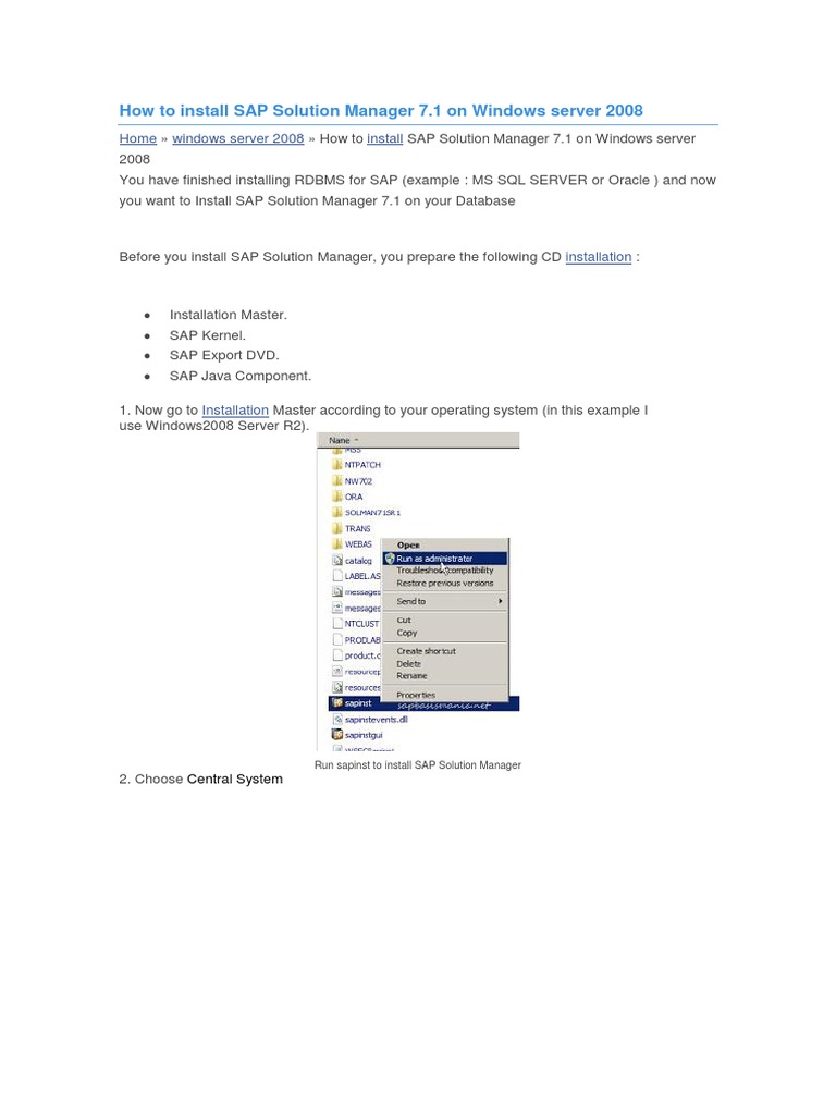 How To Install SAP Solution Manager 7 | PDF | Oracle Database | Password