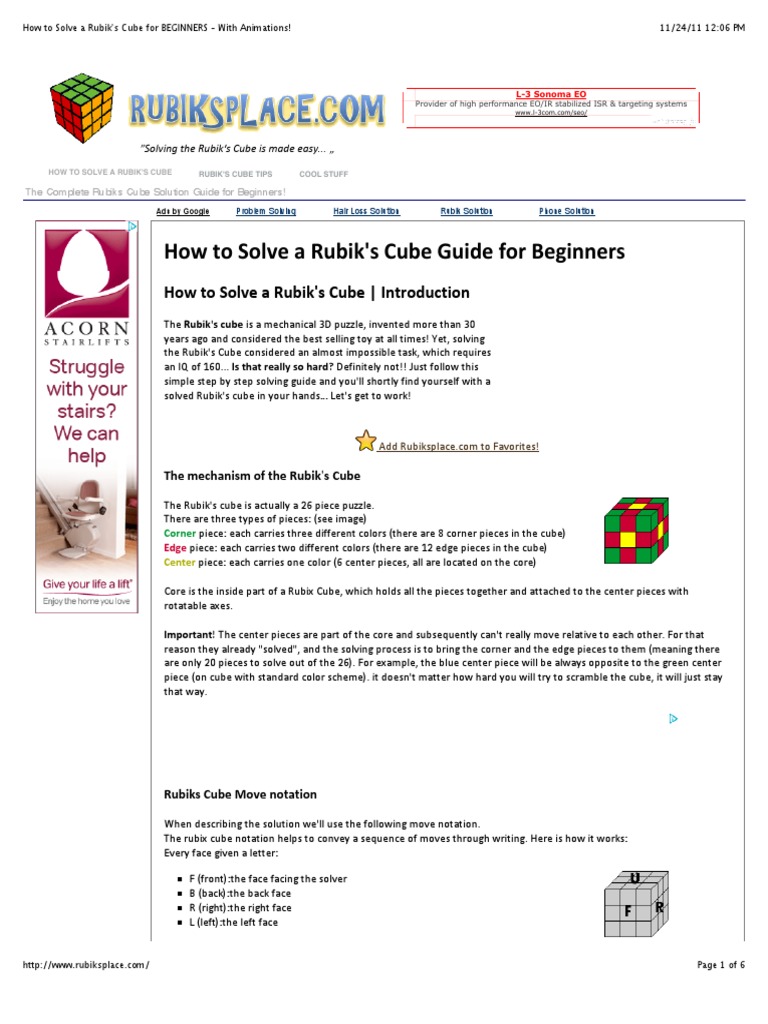 Beginner's Rubik's Cube Guide | PDF