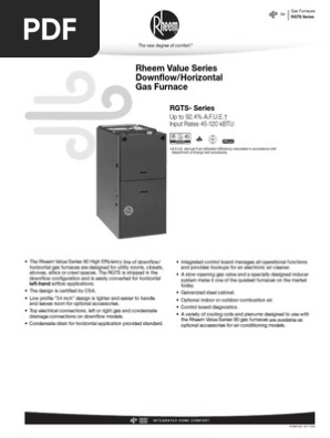 Rheem Gas Furnace Rgts Furnace Air Conditioning