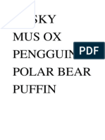 Husky Mus Ox Pengguin Polar Bear Puffin