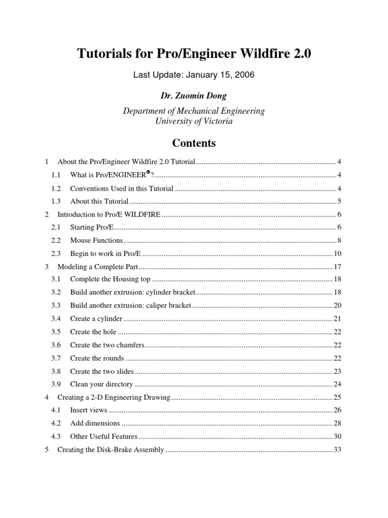 ProE Wildfire 2 Tutorial-2006 | PDF