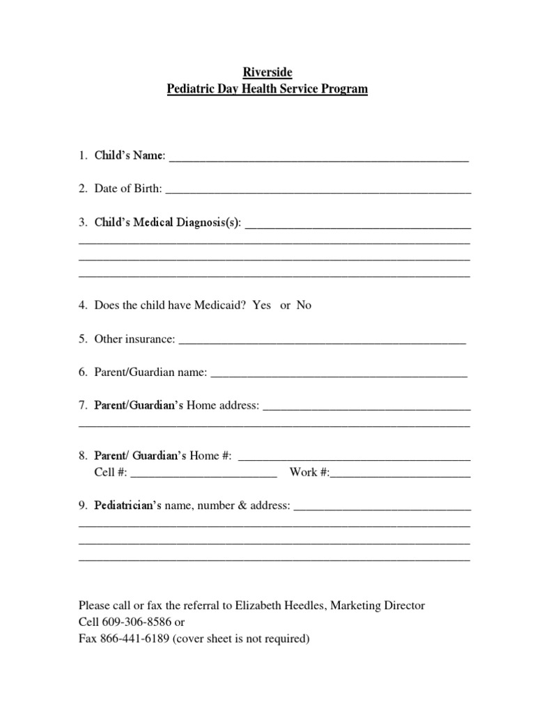 Peds Referral Form | PDF | Wellness