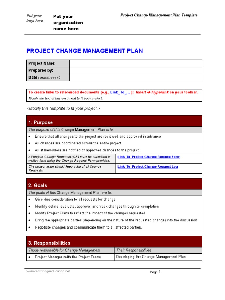 company change control plan