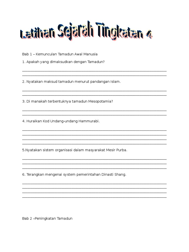 Soalan Esei Sejarah Tingkatan 2 2019 - Kecemasan q