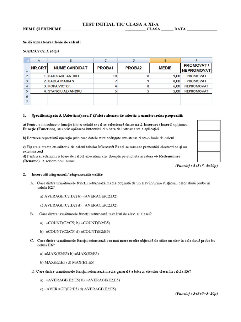 Test Initial Tic A Xi | PDF