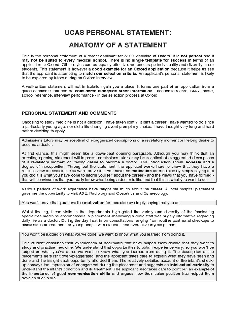 Anatomy of A Personal Statement PDF