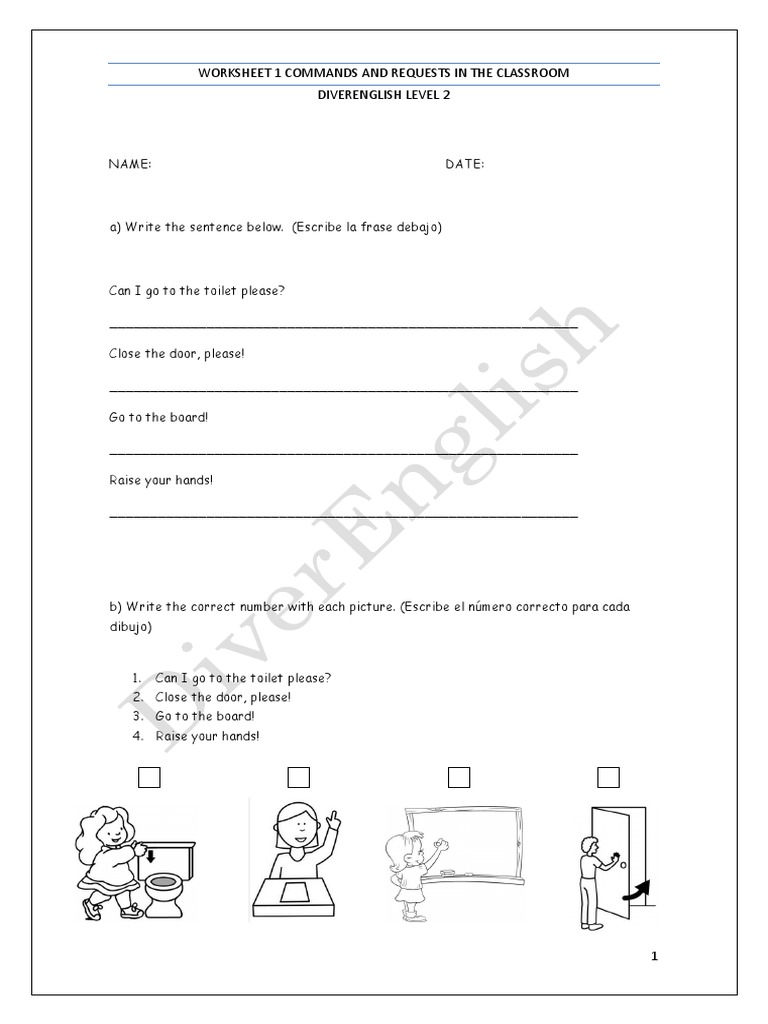 Commands and Requests Worksheet Grade 2 | PDF | Language Arts & Discipline