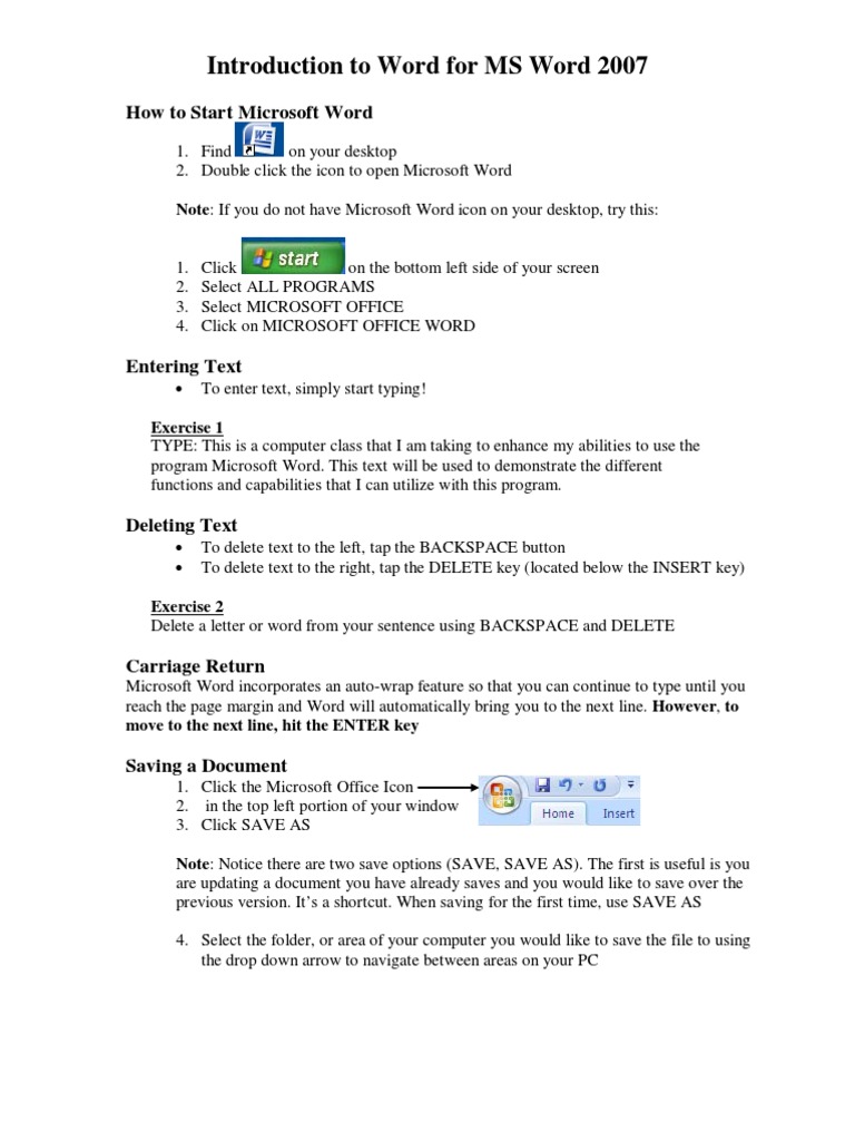 Introduction To Word For MS Word 2007 | PDF | Microsoft Word | Icon ...