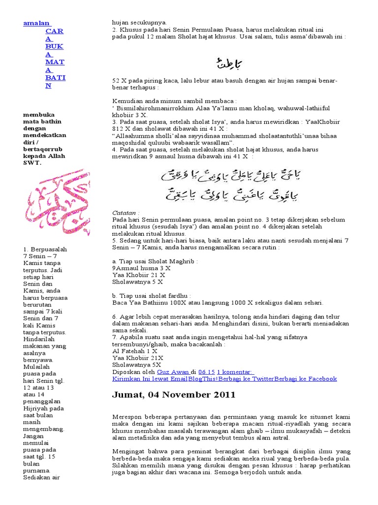 Amalan Cara Buka Mata Batin