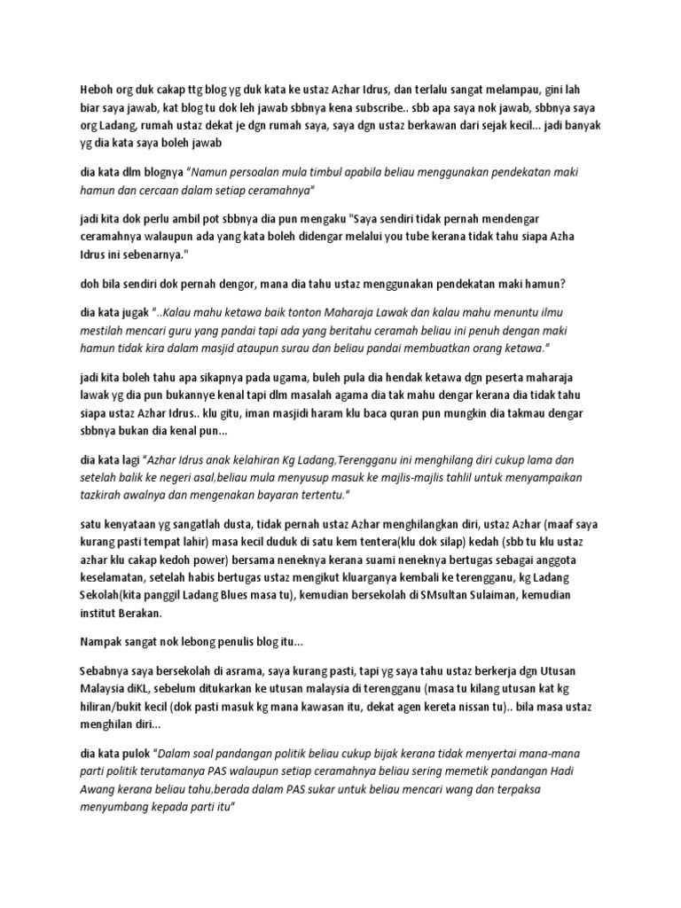 Kisah Ustaz Azhar Idrus Pdf