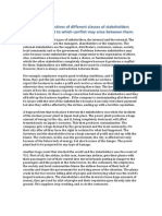 Q. Given The Objectives of Different Classes of Stakeholders Discuss The Extent To Which Conflict May Arise Between Them