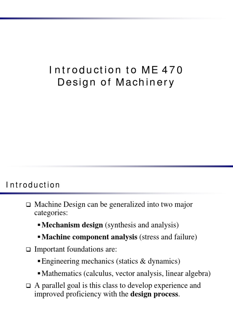 Design of Machinery: Chapter 1 Introduction Summary | PDF | Machine ...