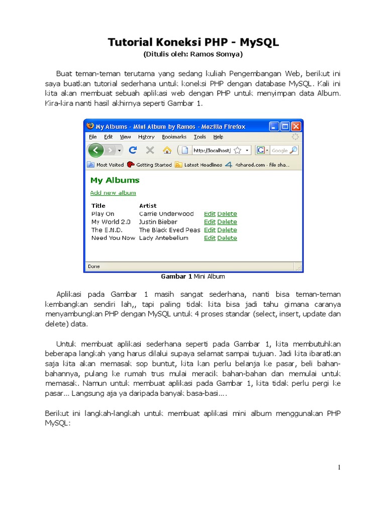 Tutorial Koneksi PHP dan MySQL | PDF