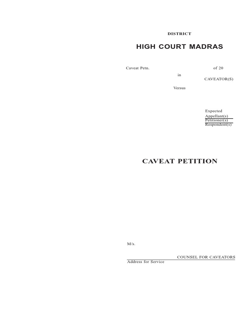 Caveat Petition HighCourt