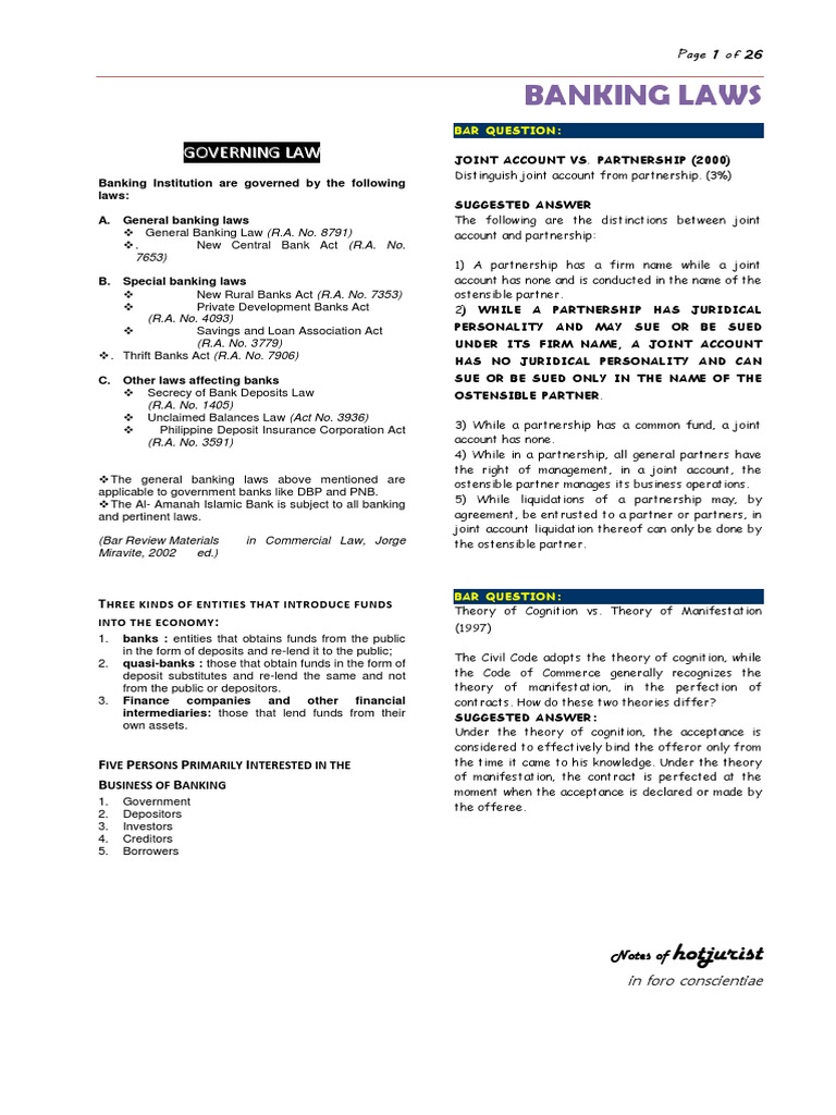 Banking Laws Pdf Banks Loans