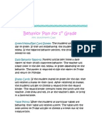 Behavior Plan For 1 Grade: Green/Yellow/Red Card System