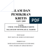 Pemikiran Kritis Dalam Ilmu Mustolah Al- Hadith