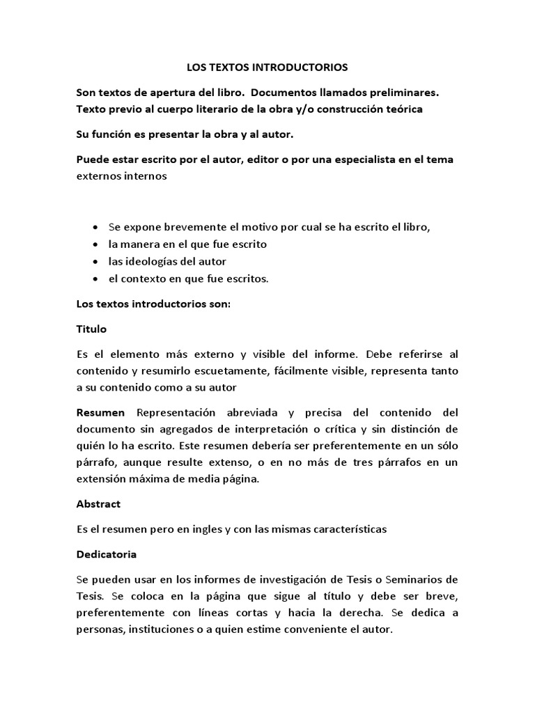 Los Textos Introductorios