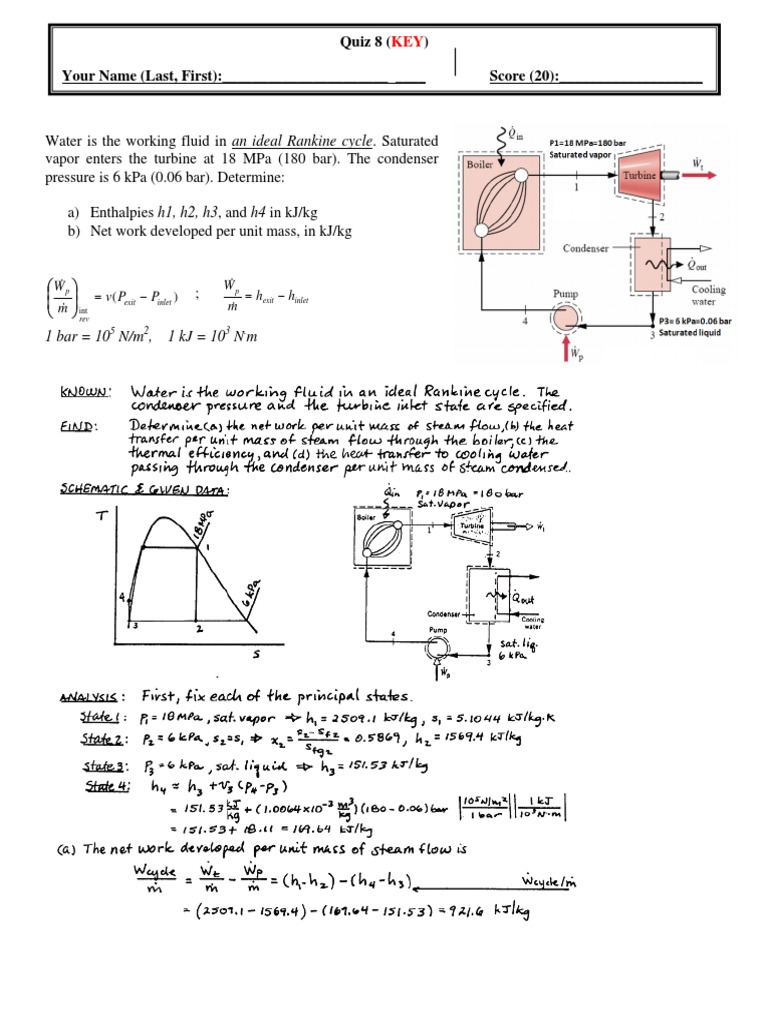 Rankine Cycle Analysis with Water | PDF