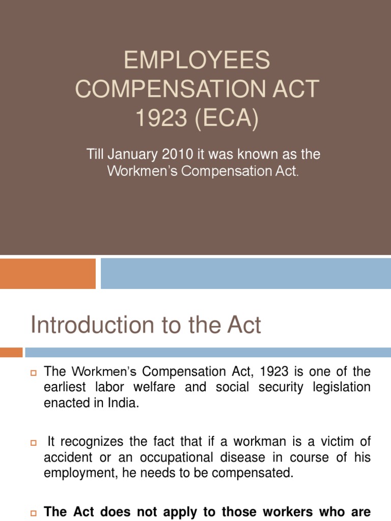 Employee Compensation Act, 1923 PDF Workers' Compensation Employment