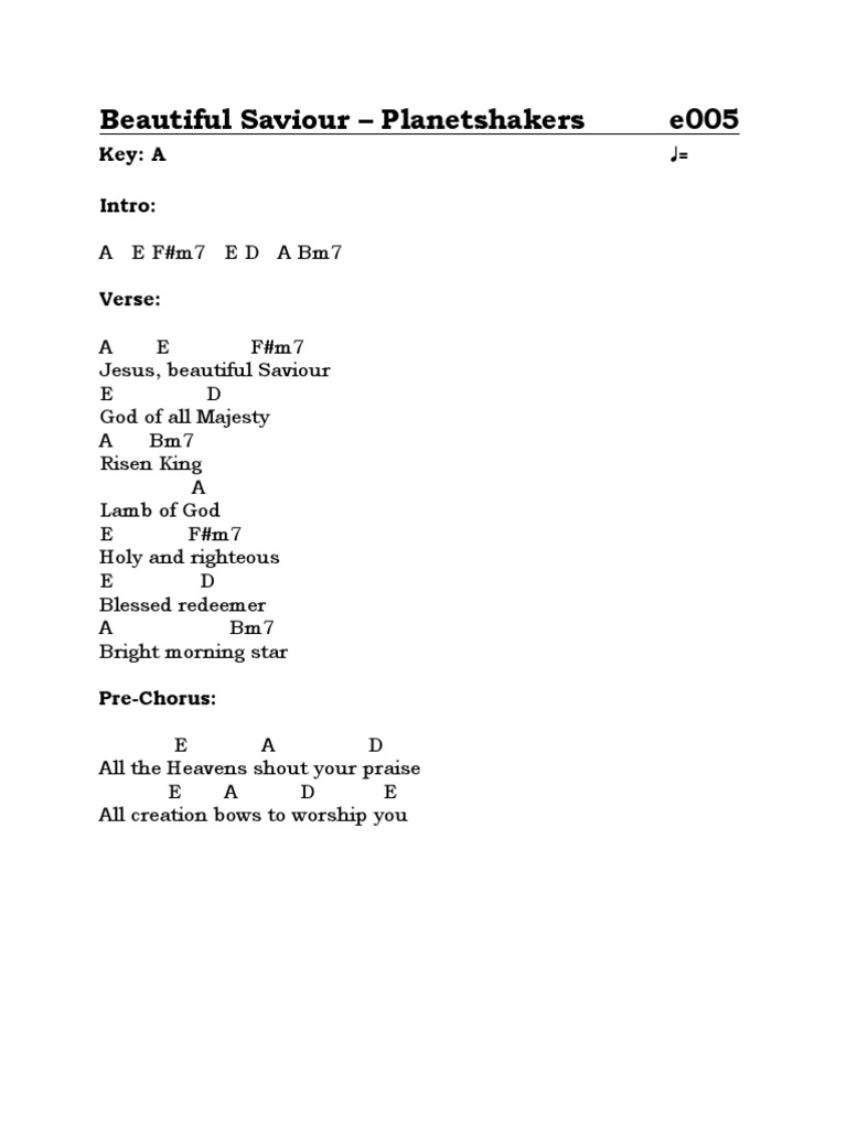 Beautiful Saviour Planetshakers Song Structure Religious Belief And Doctrine