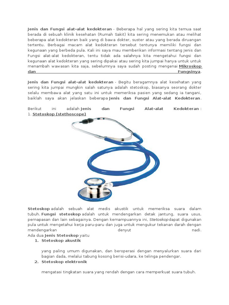 Alat Yang Digunakan Dokter Untuk Memeriksa Pasien Disebut Berbagai Alat
